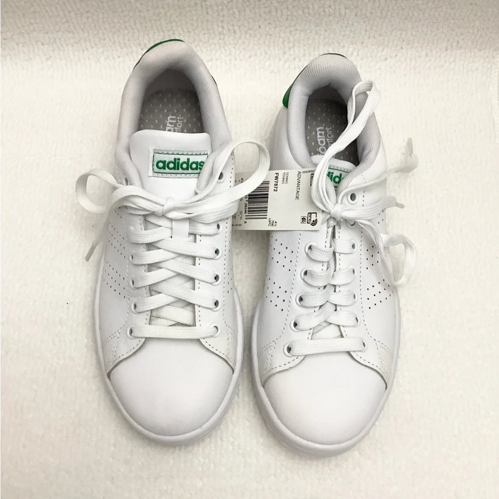 New Adidas advantage Classic White and Green sneaker Shoes size 6 - Picture 6 of 9